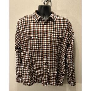 Patagonia Men's Adult Size Large Plaid Organic‎ Cotton Long Sleeve Button Shirt